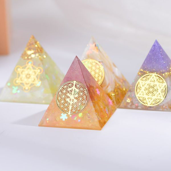 Orgone Pyramid EMF Protection Energy Generator Flower of Life Orgonite Pyramid - Image 3