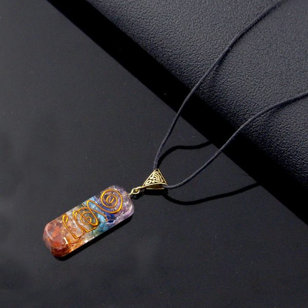 Natural Crystal Orgone Energy Orgone Seven Chakra Rough Stone Pendant Irregular Healing Energy Necklace - Image 3