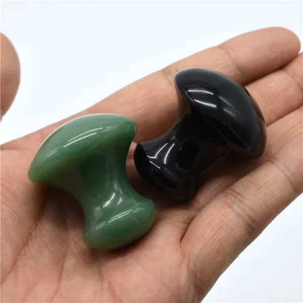 Green Aventurine Mushroom shaped Gua Sha Tools Mushroom Guasha Massage Stones For Face - Image 2